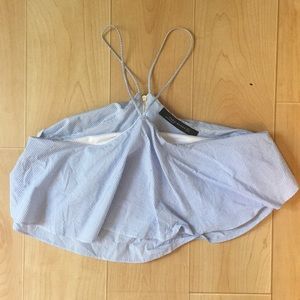 ZARA SALE Striped Blue and White Crop Top